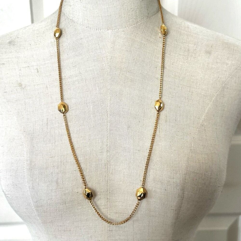 Avon vintage gold tone long nugget chain necklace
